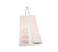 SAFIGLE Makeup Brush Bag Cosmetic Organizer Pu Portable Brush Holder 18pcs Set Beige Storage Pouch for Women Travel and Home Use