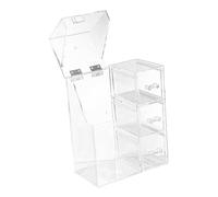 SAFIGLE Makeup Brush Storage Box Pearl Organizer for Vanity Table Cosmetic Brush Holder Lid Sample Holder