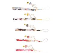 SAFIGLE Maneki Neko Phone Charms 5pcs Japanese Lucky Cat Keychain Pendants with Bell for Mobile Phone Usb Drive and Personal Item Identification