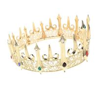 SAFIGLE Men Vintage Rhinestones Alloy Crown Durable Prince Costume Headpiece for Halloween Birthday Parties and Royal Dress Up Events Multi Occasion Accessory with Unique Design