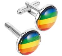 SAFIGLE Mens Rainbow Cufflinks Pair Silver, Decorative Shirt Buttons for Casual and Formal Wear, for Grandfather and Chef