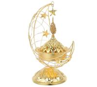 SAFIGLE Middle Eastern Gold Metal Eid Mubarak Incense Burner Moon Shape Ramadan Decorations Tabletop Charcoal Censer Muslim Home Fragrance Ornament