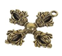 SAFIGLE Mini Brass Vajra Pendant Keychain, Cross Vajra Ornament for Bag Decoration, Multi-use Buddhism Brass Craft Charm for Spiritual Jewelry and DIY Accessories