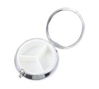 SAFIGLE Mini Embroidered Metal Balm Storage Box with Three Compartments Handmade Applique Patch Pill Organizer for Candy Eye Shadow Portable Medicine Case for Elderly