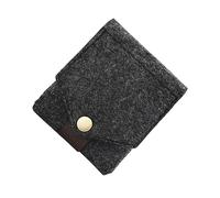 SAFIGLE Mini Portable Felt Makeup Bag with Mirror Dark Grey Square Snap Button Storage Pouch for Lipsticks for Travel and Daily Use for Women
