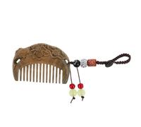 SAFIGLE Mini Portable Sandalwood Comb with Lotus Fish Carving, Natural Wood Pocket Comb Keychain for Women’S Travel and Everyday Use