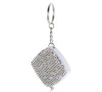SAFIGLE Mini Sewing Measuring Tool Tape Measure Ruler Silver Rhinestone Cover with Keychain Accurate Scale Double Scale Stylish Bling Design for Garment Tailoring