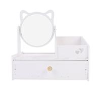 SAFIGLE Multifunctional Divided Drawer Storage Box Mirror, Dustproof Makeup Organizer for Dressing Table, Desktop Cosmetic and Jewelry Storage for Home