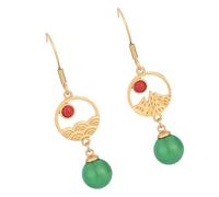 SAFIGLE Natural Agate Earrings for Women Retro Dangle Emerald Jewelry Vintage Style Ear Drops for Casual and Formal Occasions