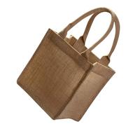SAFIGLE Natural Jute Tote Bag Small Reusable Grocery Shopping Bag Lightweight Handheld Burlap Carrier for Parties Weddings Birthdays
