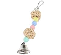 SAFIGLE Natural Wood Parrot Chewing with Bell for Pet Birds, Hanging Bird Bite that Improves Cognitive Function and Encourages Foraging Play