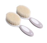 SAFIGLE Natural Wool Baby Hairbrush 2pcs Set Gentle Shampoo Brush for Infants Toddlers Cradle Cap Care