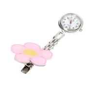 SAFIGLE Nurse Flower Clip-on Pocket Watch with Quartz Movement and Glass Mirror, Sturdy Alloy Case Featuring Flower Pattern Design, Convenient to Wear at Work for Doctors and Nurses