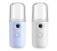 SAFIGLE Pack of 2 Nano Face Steamer: Portable Mini Face Mist Steamer Hand Face Steamer with USB Charging Function - Moisturising for Skin Care, Eyelash Extension, Makeup (Blue + Beige)