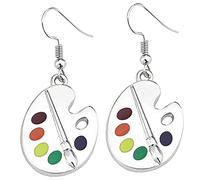 SAFIGLE Paint Palette Earrings 1 Pair Artist Dangle Drop Earrings Creative Art Jewelry Gift for Women Artists and Art Lovers Colourful Paint Tray Charm