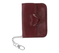 SAFIGLE PU Card Holder Wallet with Heart-Shaped Buckle Soft Leather Texture Dual Compartments for Organized Credit Id Cards Compact Coin Purse for Women S Daily Travel and Shopping