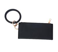 SAFIGLE PU Leather Key Chain Wallet for Women Black Zipper Purse Durable Handbag for Everyday Use for Storing Keys Phone Cosmetics Cards for Mother and Friends