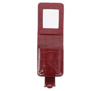 SAFIGLE PU Lipstick Holder Mirror Mini Makeup Organizer Portable Cosmetic Bag for Women Travel-Friendly Red PU Lipstick Case