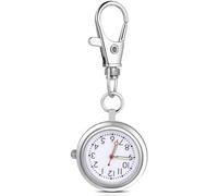 SAFIGLE Quartz Pocket Watch Keychain Watch Large Dial Luminous Hands Easy to Read Arabic Numerals Key Buckle Unisex for Women Men Nurses