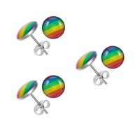 SAFIGLE Rainbow Earrings Set 6 Pcs Stainless Steel Color Stud Earrings Lightweight Pride Jewelry for Gay Lesbian Bisexual Transgender Festival Accessories 0.59X1.18In