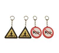 SAFIGLE Reflective Road Keychains 4pcs Road Traffic Signs Key Chains No Honking Pedestrian Crossing Sign Key Rings Kids Backpack Hanging Decors