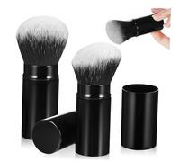 SAFIGLE Retractable Makeup Brush Set 2pcs 30mm Angled and Flat Top Powder Brushes for Face Blush Portable Travel Cosmetic Tools