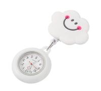 SAFIGLE Retractable Nurse Watch Smile Face Dial Hanging Nursing Pocket Watch for Medical Staff White Soft Cover Suitable for Students and Exams