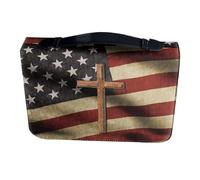 SAFIGLE Retro Bible Cover Case with Zipper Pocket, Portable and Protective Faux Leather Book Tote Featuring Elegant American Flag Design, for Academic Study and Personal Collection