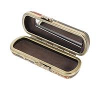 SAFIGLE Retro Lipstick Case with Mirror and Lip Balm Holder Travel Compact Lipstick Storage Box in Navy Blue for Women’s Purse and Cosmetic Organizer
