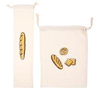 SAFIGLE Reusable Linen Bread Bags Set of 2 Drawstring Bakery Storage Pouches for French Baguette and Pastries, Eco-friendly Bread Keepers for Kitchen and Picnic Use
