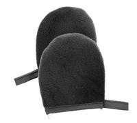 SAFIGLE Reusable Self Tanning Mitts 2pcs Black Flocking Lotion Gloves for Even Sunless Tan Application and Sunscreen Massage Tool