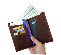 SAFIGLE RFID Blocking Passport Card Holder for Men Men's Travel Wallet Card Slots Passport Slot and Hidden Pockets Genuine Leather Holder Retro Style for