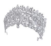 SAFIGLE Rhinestone Wedding Tiara Crown Silver Bridal Headband Elegant Princess Hair Accessory for Brides Bridesmaids Flower Special Occasion