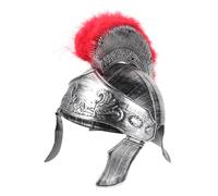 SAFIGLE Roman Soldier Helmet Silver Medieval Hat with Red Lightweight Adult Cosplay Headgear for Festival Party Photo Prop and Costume Accessory