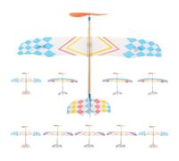 SAFIGLE Rubber Powered Model Biplane Toy Multi Plastic Glider Plane for Kids Indoor Outdoor Flying Educational Building Kit 16 Inch