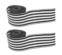 SAFIGLE Rustic Black and White Striped Wired Ribbon 6.3cm Width, 5 Yards Length, 2 Rolls Decorative Craft Ribbon for Wedding, Christmas, Shower and DIY Floral Decorations