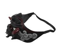SAFIGLE Samurai Cosplay Mask Half Face Red Demon Mask for Men and Women Black Japanese Dress up Accessory for Halloween Party and Stage Performance