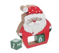 SAFIGLE Santa Face Wooden Advent Countdown Calendar Block Rustic Holiday Decor for Living Office Natural Material with Classic Colors Unique Table Ornament for Christmas Days Anticipation