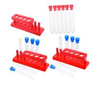 SAFIGLE Science Test Tube Rack with Test Tubes and Mixed Color Stoppers Laboratory Experiment Supplies for Educational Chemistry Teaching and Party Fun