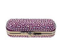 SAFIGLE Shiny Rhinestone Lipstick Case with Mirror - Portable Bling Makeup Lipstick Box for Purse - Ladies Cosmetic Storage Holder for Travel Violet