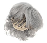 SAFIGLE Short Curly Wig for Women Realistic Silver Grey Costume Wig for Older Ladies Breathable Cap for Halloween Cosplay and Themed Parties