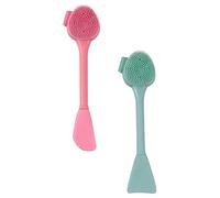SAFIGLE Silicone Face Cleansing Brush 2pcs Double-ended Mask Mixing and Makeup Removal Brush Portable Facial Skin Care Tool for Everyday Face Wash