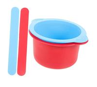 SAFIGLE Silicone Wax Bean Warmer Bowl Set 2pcs, Non-stick Hair Removal Waxing Silicone Bowls with 16cm Stirring Sticks, High Temperature Resistant Wax Warmer Replacement for Home Salon Use