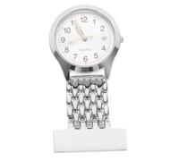 SAFIGLE Silver Alloy Digital Nurse Fob Watch with Hook Clip Design, Precise Timekeeping and LED Glow-in-the-Dark Display, Portable Hanging Nursing Pocket Watch with Button Battery