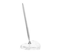 SAFIGLE Silver Ballpoint Sign-in Pen with Acrylic Heart Stand for Bridal Guest Book Non-slip Reception Counter Pen for Weddings Engagements Birthdays Business Events Keepsake Desk Display