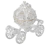 SAFIGLE Silver Rhinestone Pumpkin Carriage Decorative Trinket Box Handcrafted Collectible Ornament for Weddings Home Decor Elegant Jewelry Display Holder