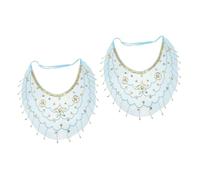 SAFIGLE Sky-Blue Polyester Veil with Tassel Trim | Elegant Costume Accessory for Halloween, Parties, and Cosplay