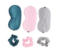 SAFIGLE Sleeping Eye Masks with Hair Rings Set Soft Shading Eye Covers Pink Grey and Dark Green for Women and Girls