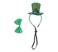 SAFIGLE St Patricks Day Headband Irish Clover Shamrock Mini Top Hat Hairband with Green Bowtie, Non-woven Fabric and Plastic, Reusable, Green, for Adults, Celebration Accessory