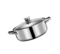 SAFIGLE Stainless Steel Dual Hot Pot with Tempered Lid Induction Cooker Compatible Fast Heat Conduction Double-Sided Partition for Two Flavors Home Kitchenware Cooking Pot Silver